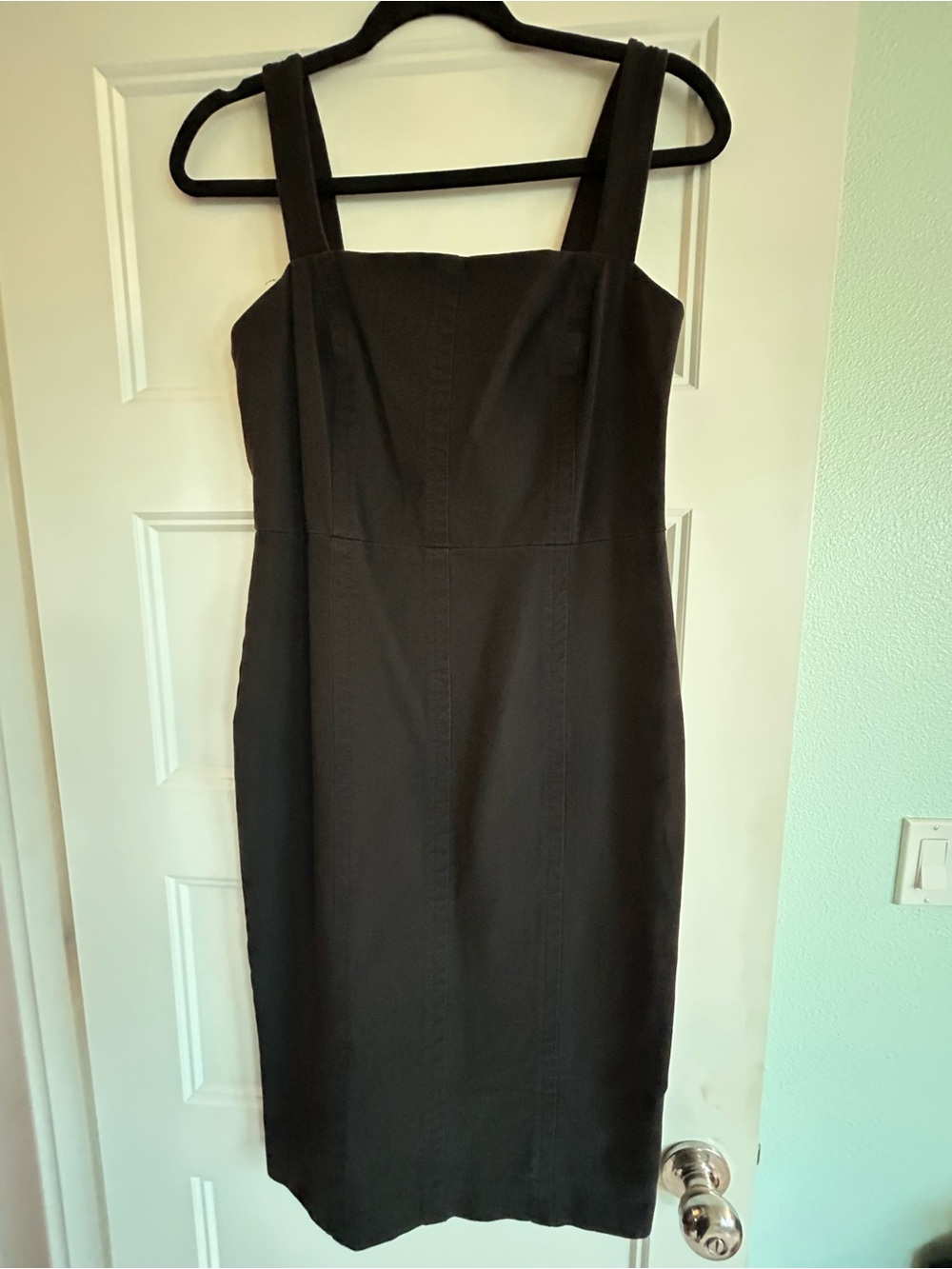Banana Republic Classic Black Square-Neck Denim Dress